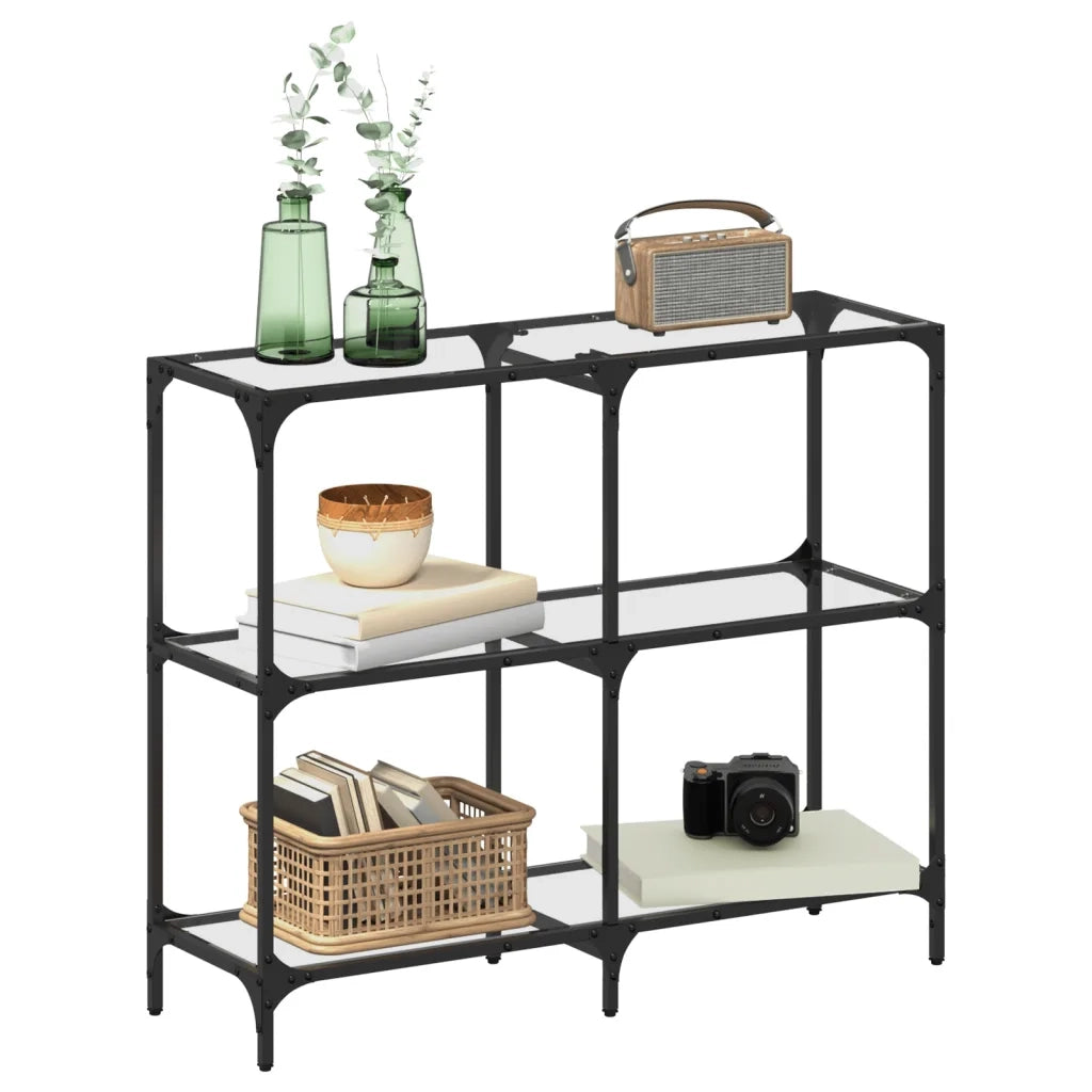 vidaXL Tavolino Consolle Piano Vetro Trasparente 98x30x81cm in Acciaio