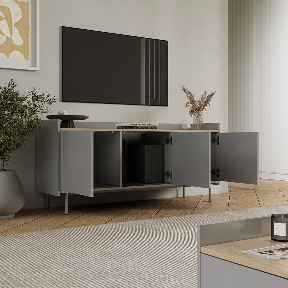Vicco Mobile tv Grigio/quercia 140 x 63 cm con 3 porte