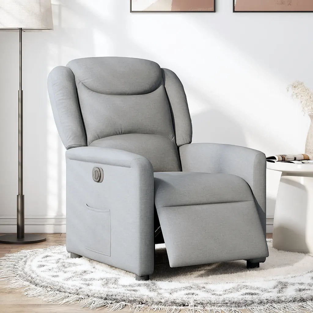 Poltrona Elettrica Reclinabile Grigio Chiaro in Tessuto 3303174