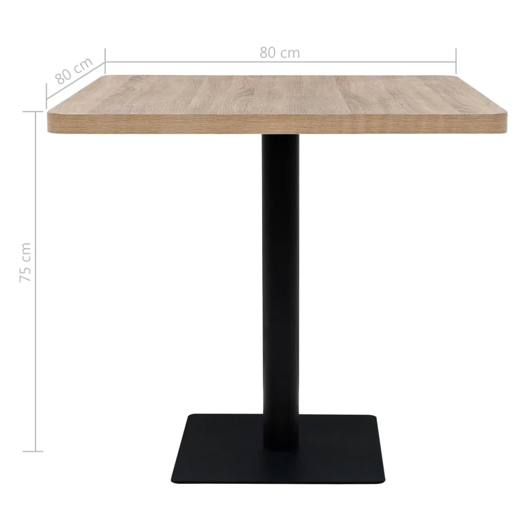 Tavolo alto stile bar/bistrot MDF e acciaio quadrato 80 x 80 cm rovere beige 0902108