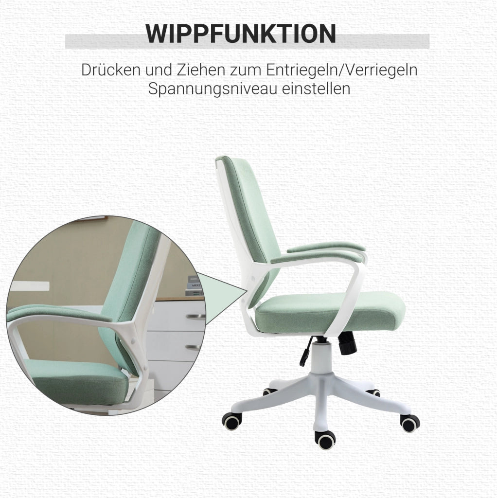 Sedia da ufficio ergonomica verde con supporto lombare