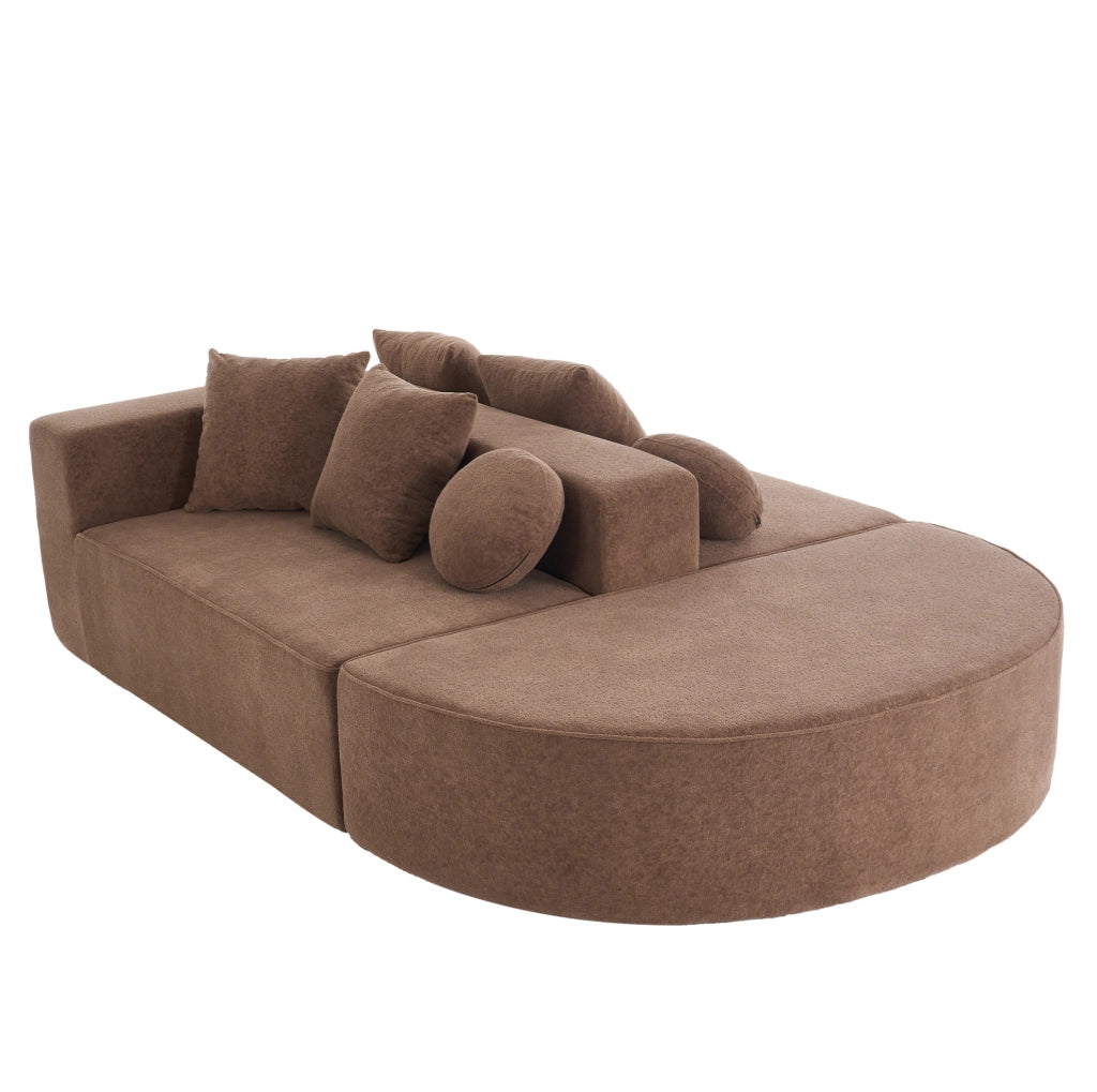 Divano letto 263x171x66 cm senza montaggio; modulare in ciniglia marrone