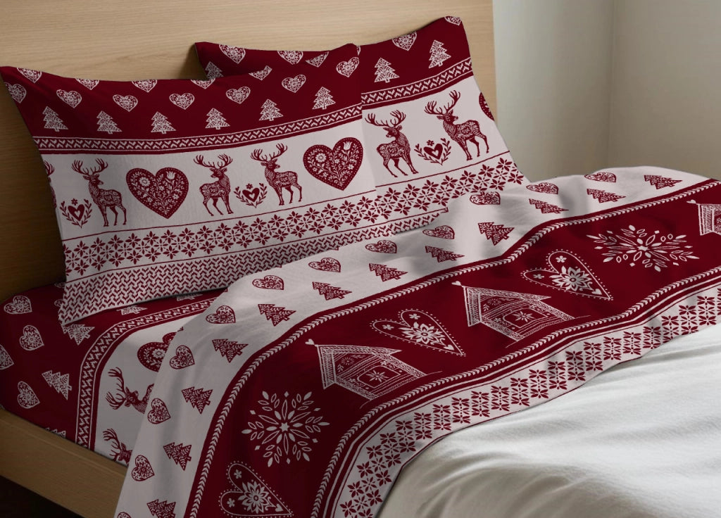 Completo Lenzuola Letto In 100% Cotone Made Italy Disegno Stube - Piazza E Mezza - Stube