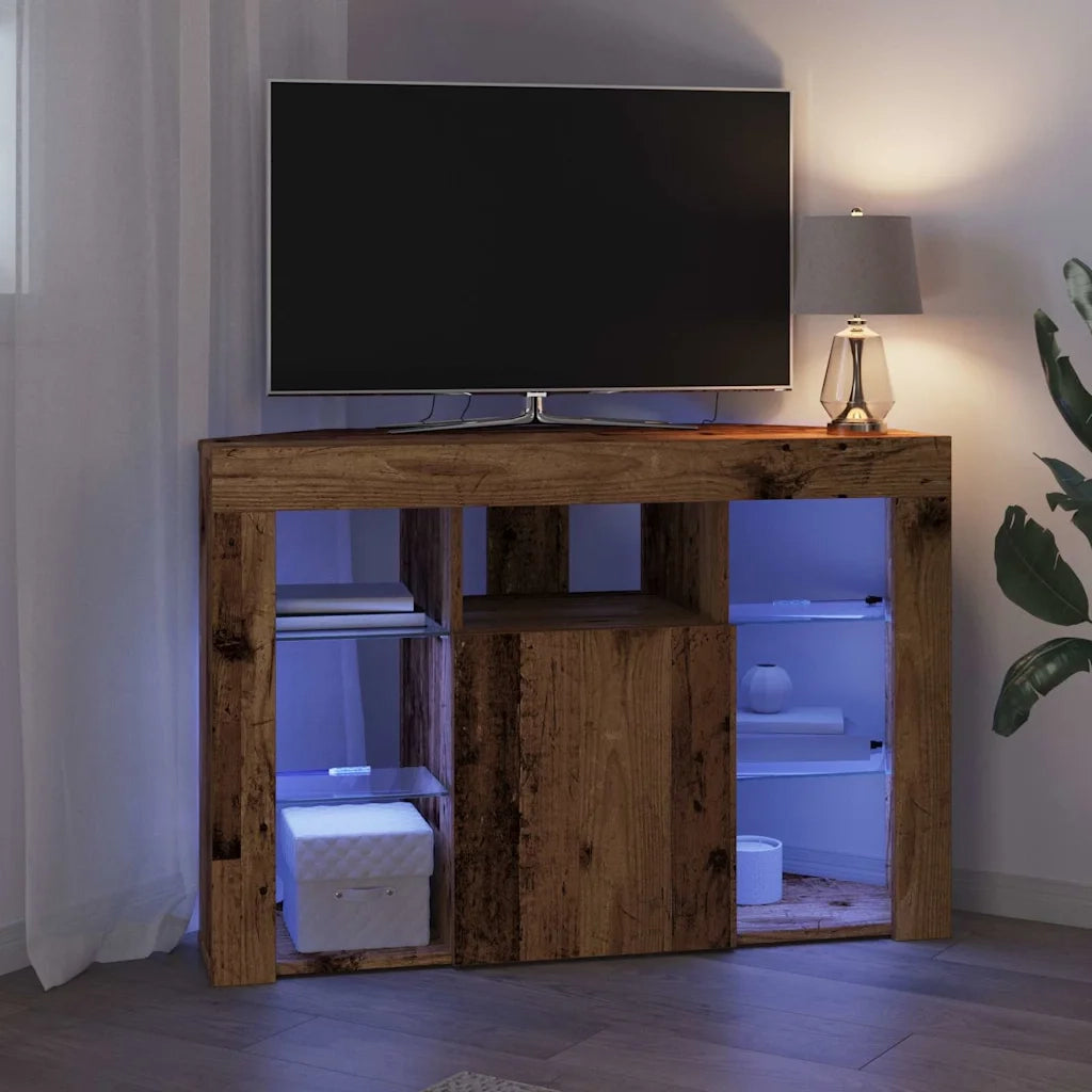 Mobile TV LED Angolare Legno vecchio 100x40x68cm 889793