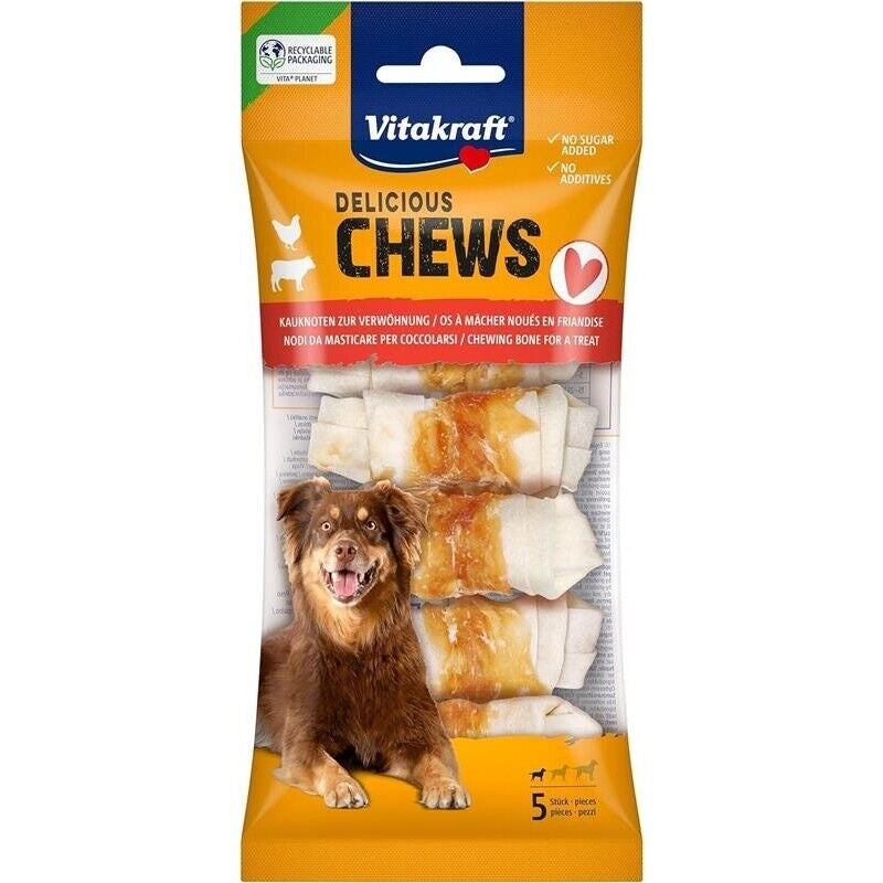 VITAKRAFT CHEWS SPUNTINO NODO DA MASTICARE PER PELLE DI MANZO SECCA CON CARNE DI POLLO MAGRA PICCOLA TAGLIA 5 PZ