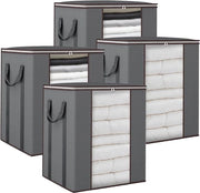Contenitore di stoccaggio da 120 litri - 4 pezzi - cassa da abbigliamento pieghevole grande - contenitori di stoccaggio di abbigliamento - maniglia rinforzata - contenitore di organizzazione di abbigliamento - set di asciugamani e coperte da letto