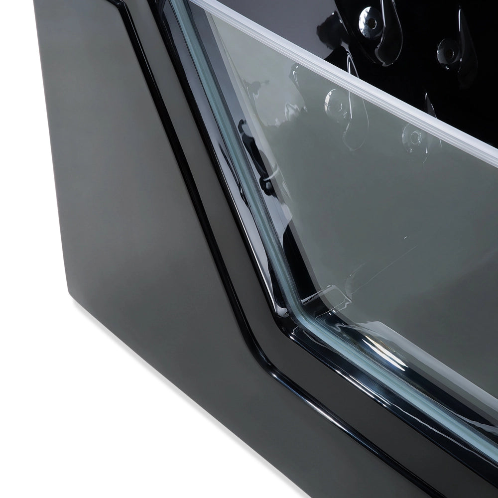 Massaggio Punti Bagno Nero Argento con LED Sanitario Acrilico e Vetro Singolo 174 x 79 cm