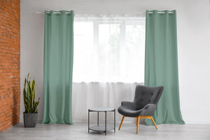 Tenda Semioscurante 140 x 290 Cm Moderne Con Occhielli  Salvia - 1 Tenda