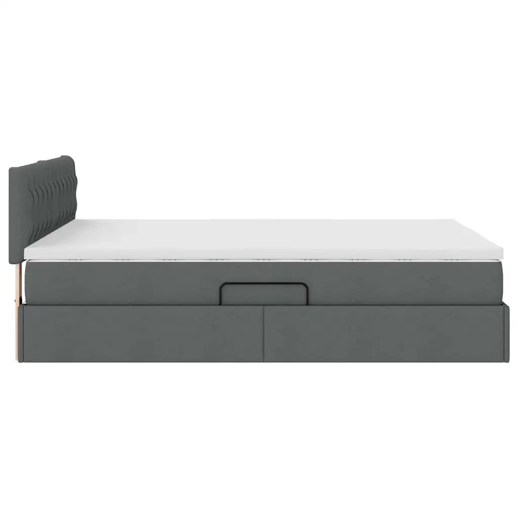 Letto con contenitore e materasso Grigio scuro 140 x 200 cm