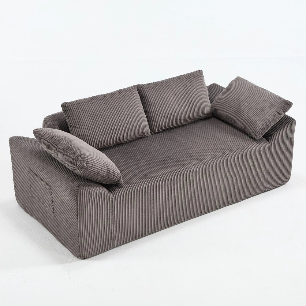 Divano imbottito mini ¨C Minimal ¨C velluto marrone grigio, con braccioli, senza montaggio