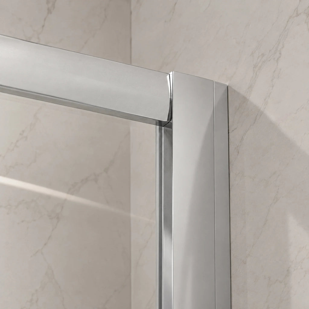 Box doccia 80x80 angolare doppio scorrevole con vetro temperato trasparente e profili cromo Geo