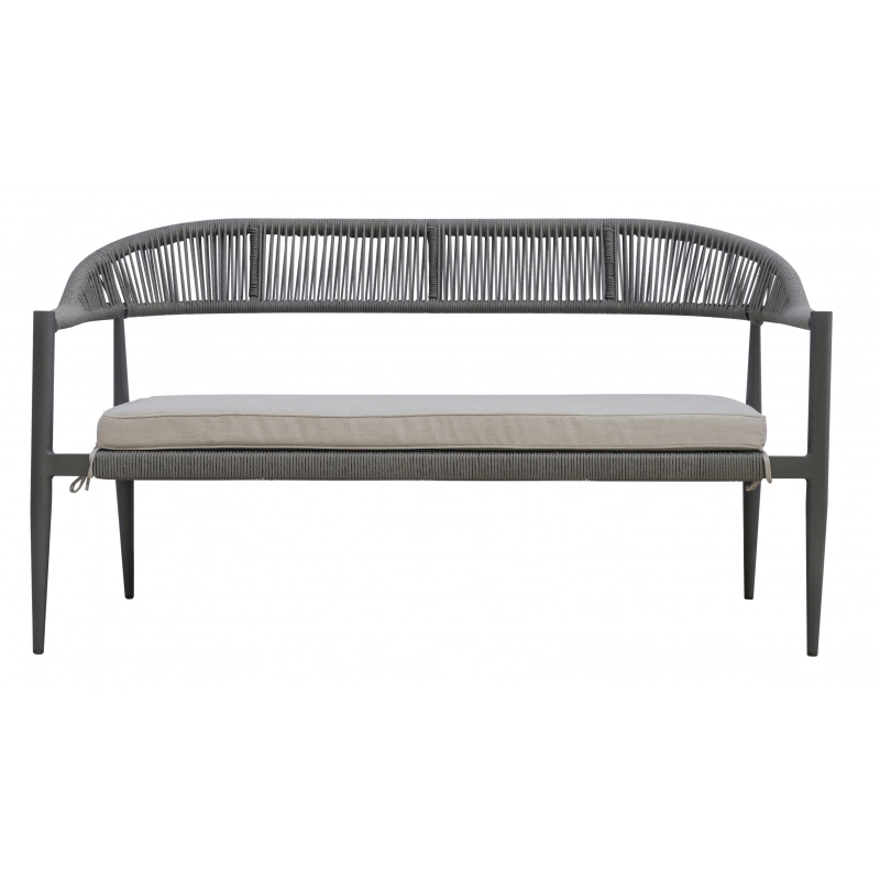 Salotto Milano In Alluminio Antracite + Seduta E Schienale In Wicker Grigio Moia