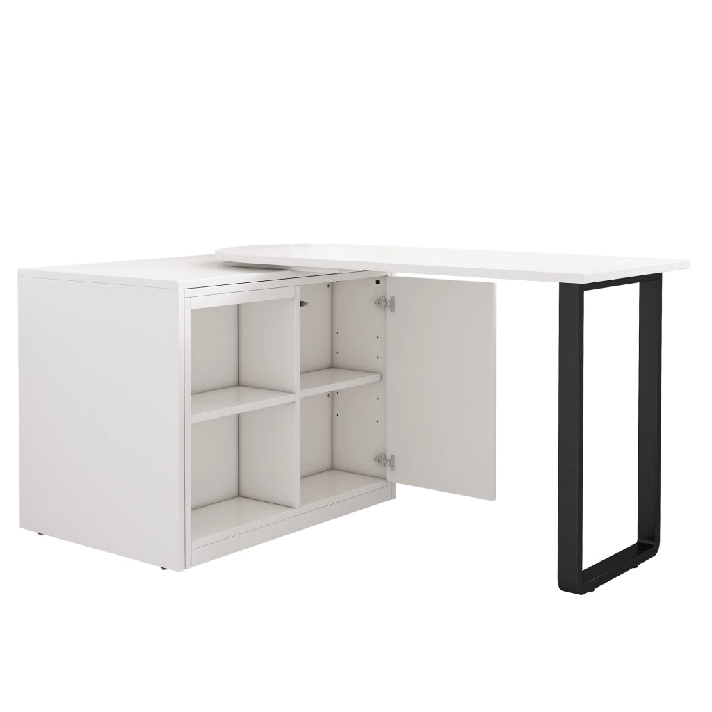 Scrivania 2 in 1 con letto pieghevole, struttura in metallo, materasso incluso, colore bianco