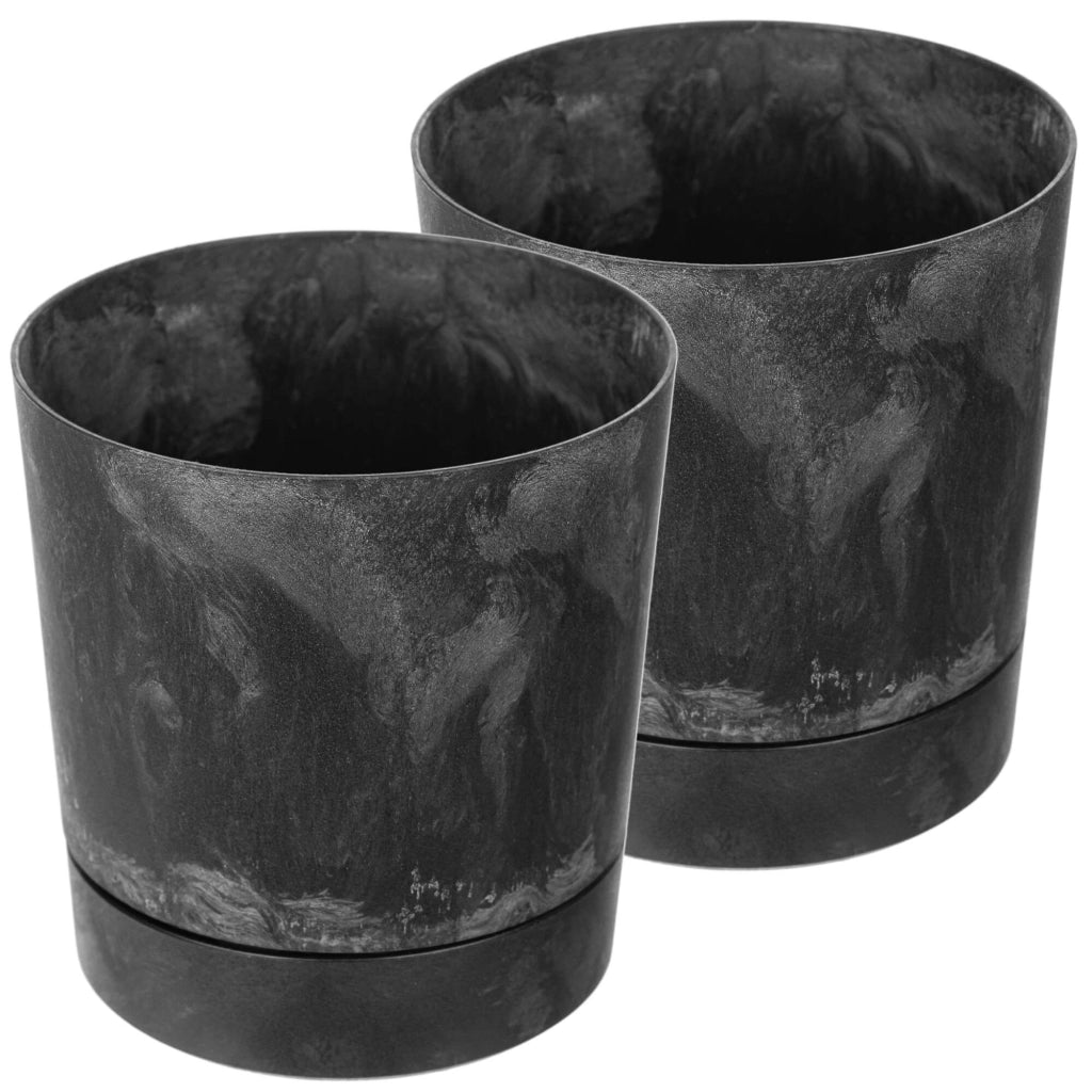 Vaso da fiori KADAX con coprivaso e sottovaso, rotondo, 20 cm, set da 2
