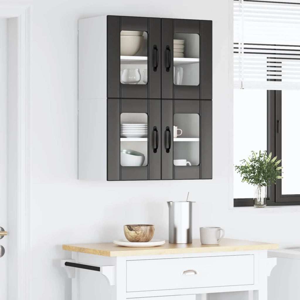 Mobile in vetro da parete LUCCA 2 pcs Nero 60 x 31 x 40 cm