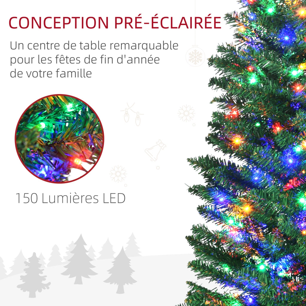 Albero di Natale Artificiale Illuminato ¨C zephmum ¨C Verde 180cm 150 Luci 390 Rami Base Acciaio