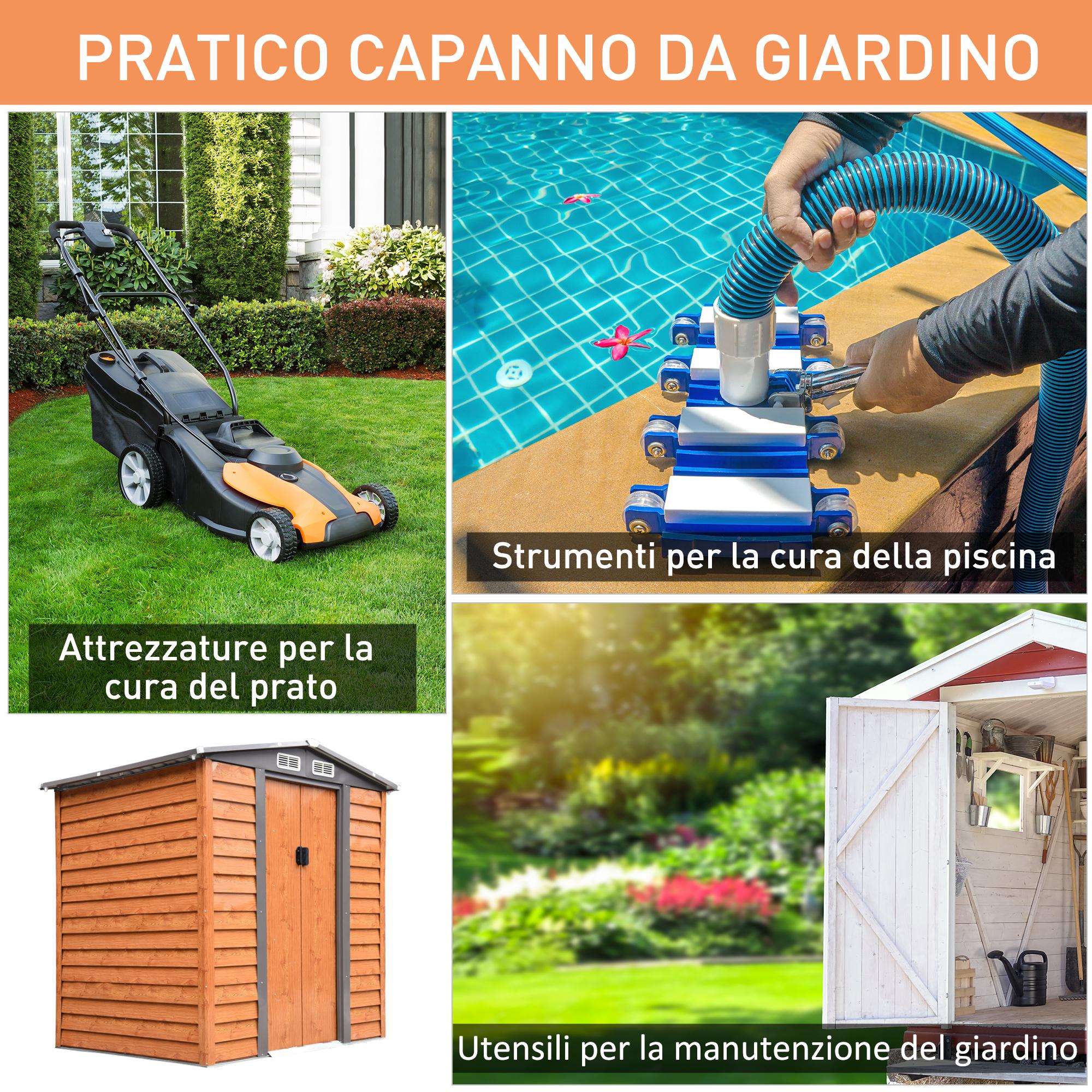 Casetta Box da Giardino 197,5x160x178-201 cm in acciaio e Polipropilene Marrone