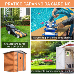 Casetta Box da Giardino 197,5x160x178-201 cm in acciaio e Polipropilene Marrone