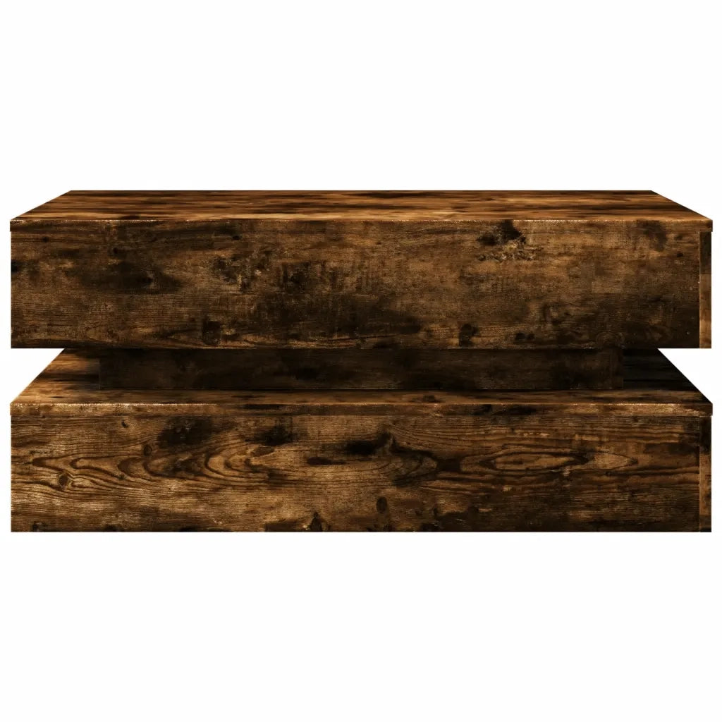 Tavolino da salotto | Tavolino da caff¨¨ | Tavolino da Soggiorno con Luci LED Rovere Fumo 90x50x40 cm