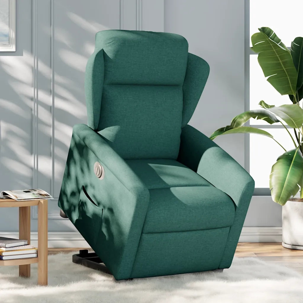 Poltrona Alzapersona Reclinabile Elettrica Verde Scuro Tessuto 3303160