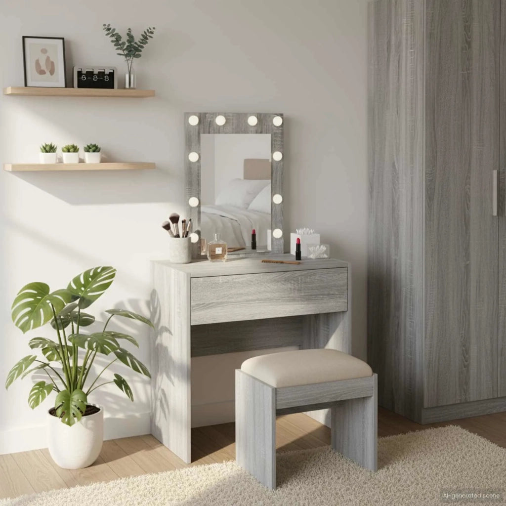 Toeletta | Tavolo da Trucco Grigio 60 x 40 x 70 cm Legno multistrato