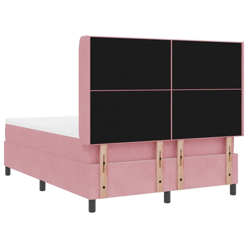 Letto a molle con materasso Rosa 160 x 200 cm Velluto