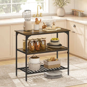 Scaffale da cucina 3 ripiani marrone rustico e nero 100x50 cm, acciaio