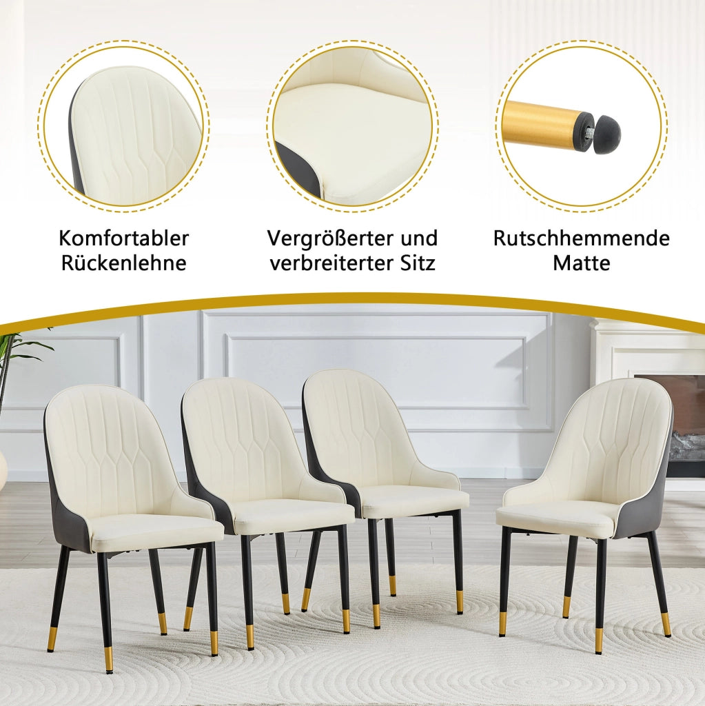 Set di 2 sedie da pranzo in PU bianco e grigio scuro