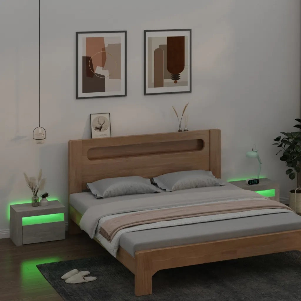 Comodini 2 pz con LED Grigio Cemento 60x35x40 cm cod mxl 31079