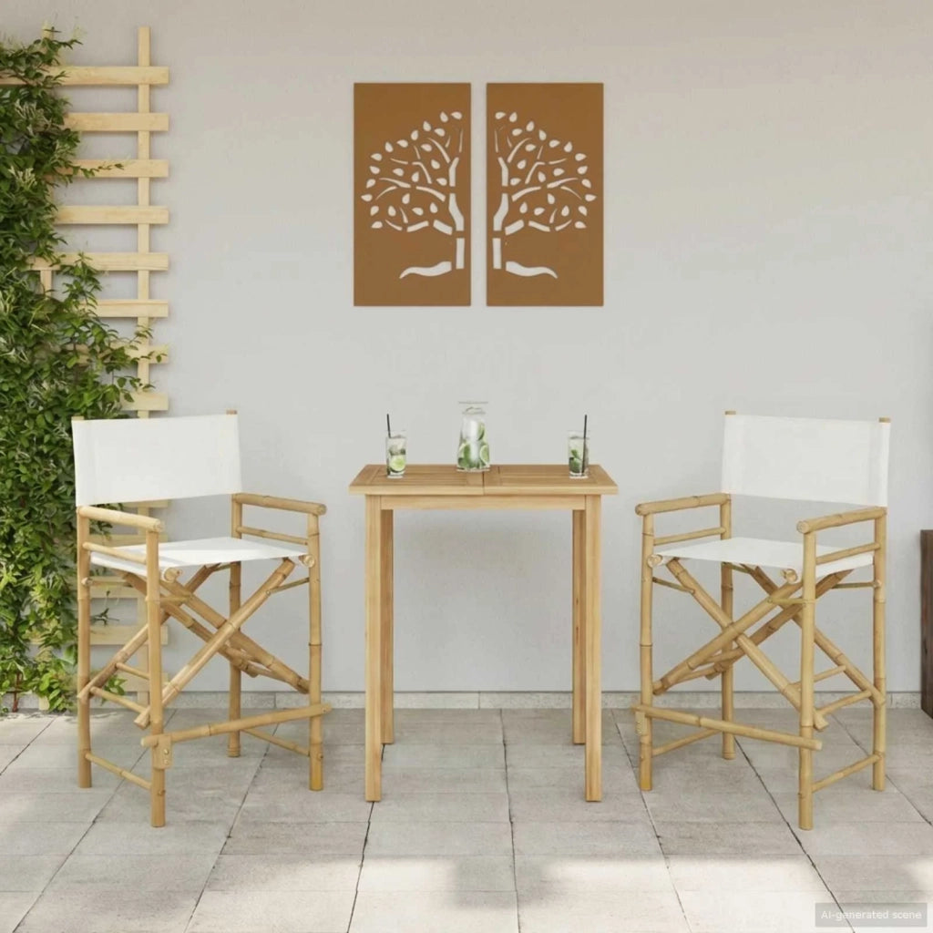 Sedia Direttore Pieghevole 2 pcs Naturale Bambù