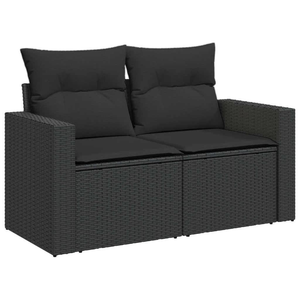 Set di divani 6 pz Nero Rattan sintetico e Acciaio 3447394