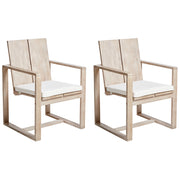 Set di 2 sedie da giardino in legno di acacia chiaro con braccioli stile rustico mediterraneo