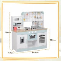 Cucina Giocattolo per Bambini 3+ Anni in Legno, Fornello Interattivo, Forno e Macchina Caffè, Bianco