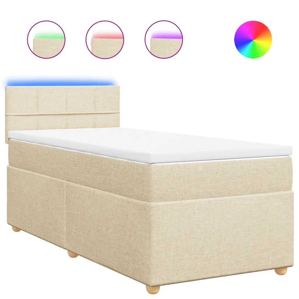 vidaXL Giroletto a Molle con Materasso Crema 90x190 cm in Tessuto