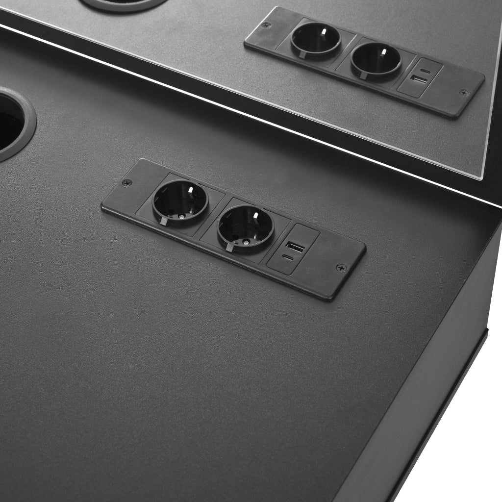 Toeletta con 3 cassetti; specchio e prese per camera da letto - 100x45x105 cm - nero