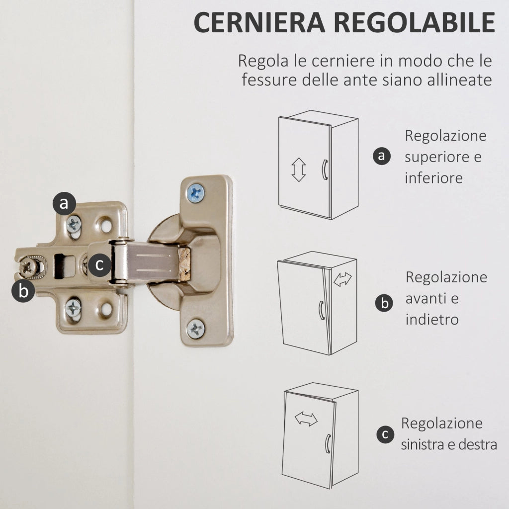 Armadio Guardaroba 80x40x180 cm 2 Ante e 2 Cassetti  Bianco