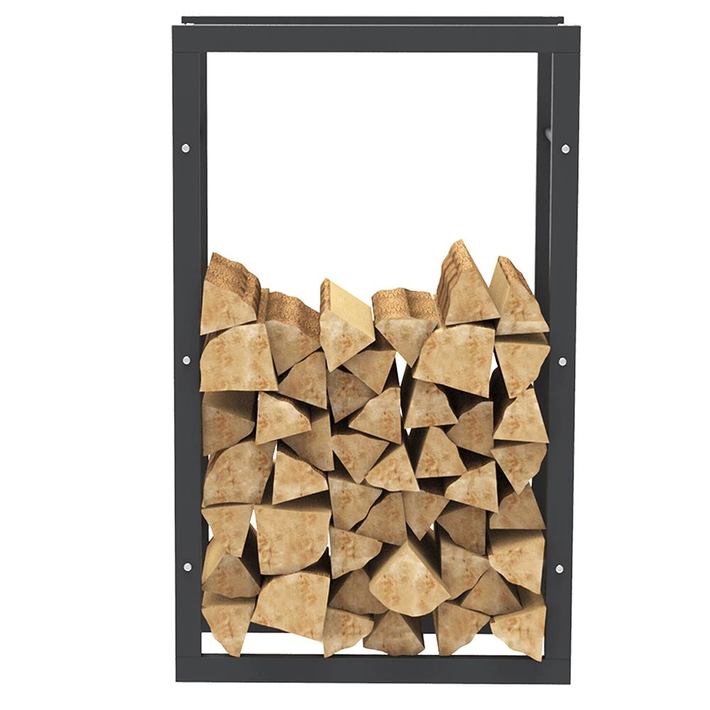 Portalegna in Metallo Interno Esterno Legnaia Camino Stufa 100x60x25cm Nero