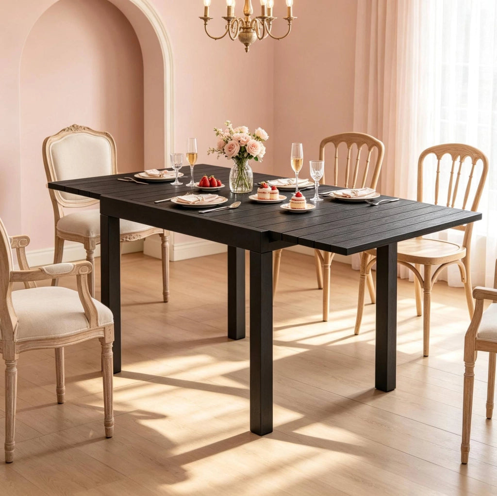 Tavolo da giardino allungabile in alluminio nero 80-160 cm