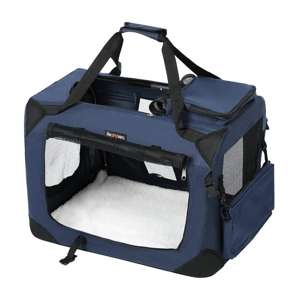 Borsa pieghevole per il trasporto del cane 81 x 58 x 58 cm blu scuro 12_0001244