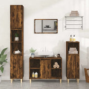 Mobile Lavabo-Armadietto da bagno Rovere Fumo 80x33x60 cm in Legno Multistrato 993718