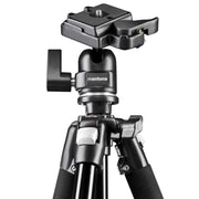 Mantona Basic Scout Max Set Treppiede fotografico, treppiede per fotocamera fino a 160 cm + braccio di estensione, testa a sfera colonna centrale reversibile