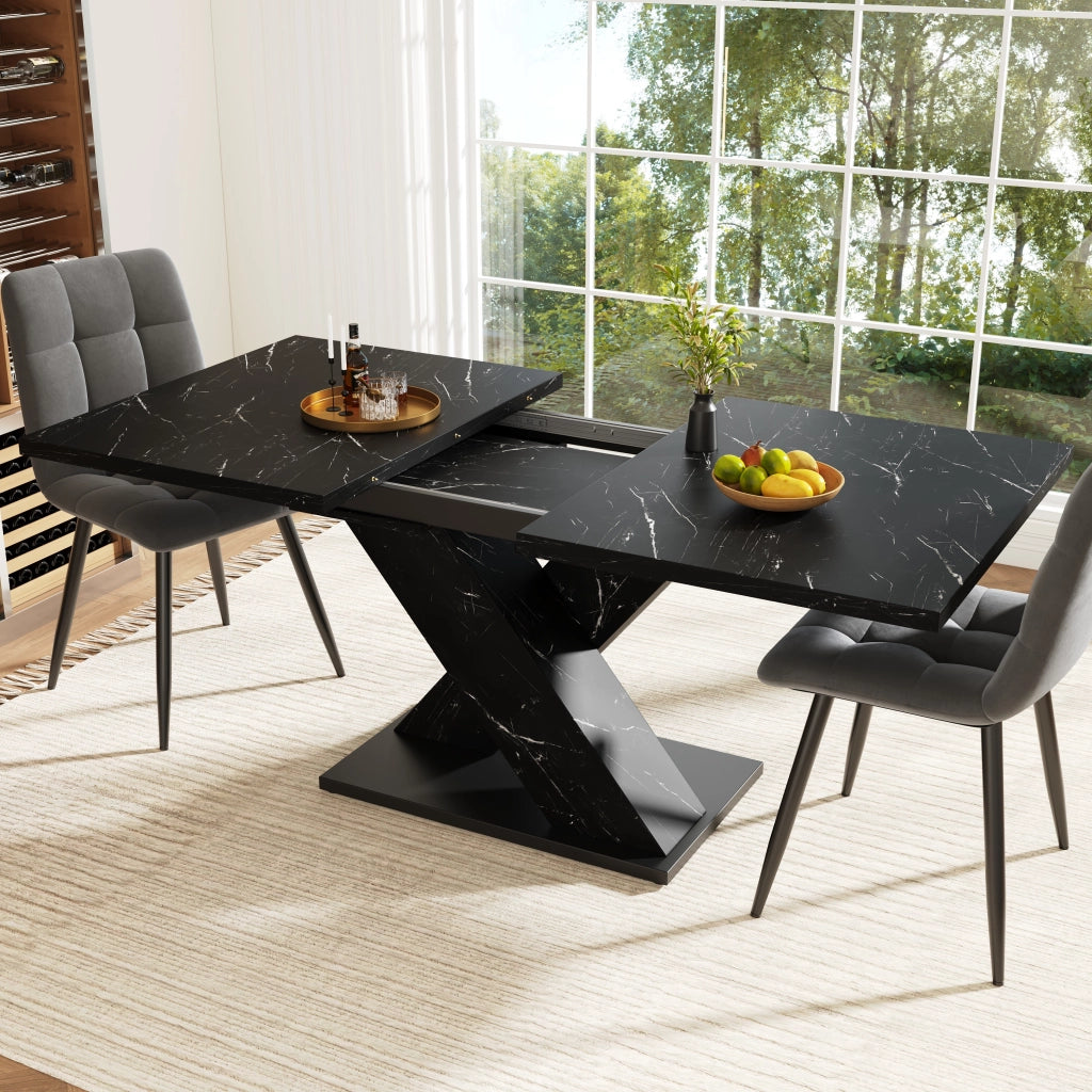 Tavolo da pranzo 4-6 posti allungabile - per cucina e sala da pranzo - nero