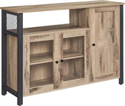 VASAGLE Credenza, Mobile da Cucina, Mobile Contenitore, con 3 Ante, per Soggiorno, Cucina, Sala da Pranzo, 33 x 110 x 75 cm, Stile Country, Marrone Cammello e Nero Inchiostro LSC096B50