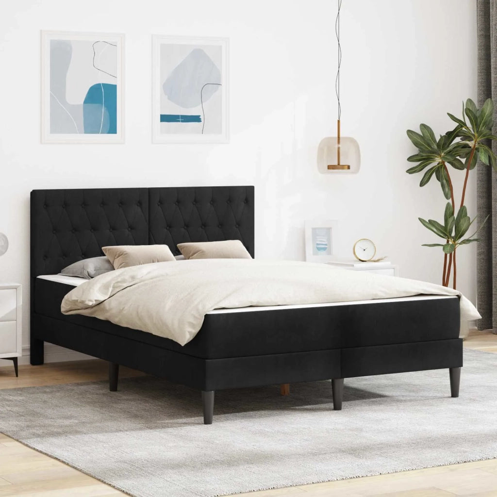 Struttura letto con materasso  Nero 120 x 190 cm Velluto 3415040