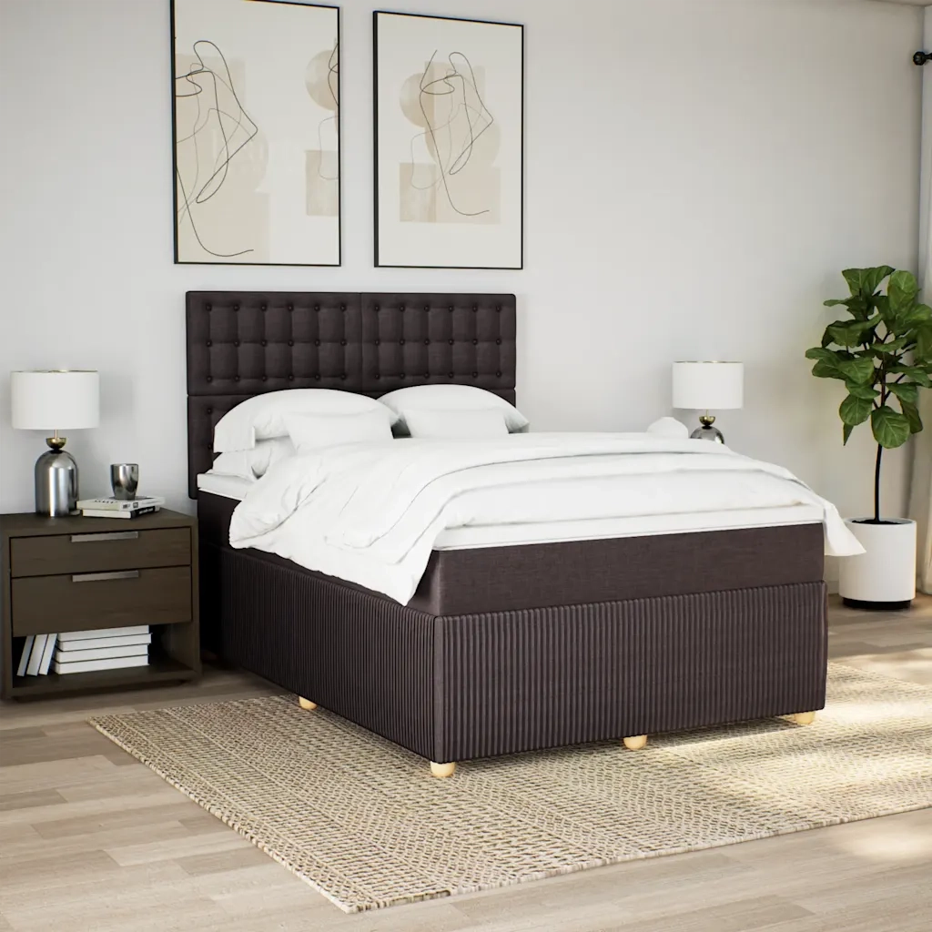 Giroletto a Molle con Materasso Marrone Scuro 160x200cm Tessuto 3294424
