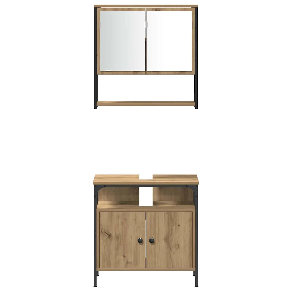 Set di mobili per il bagno con porta 4 pcs rovere artigianale 3334407