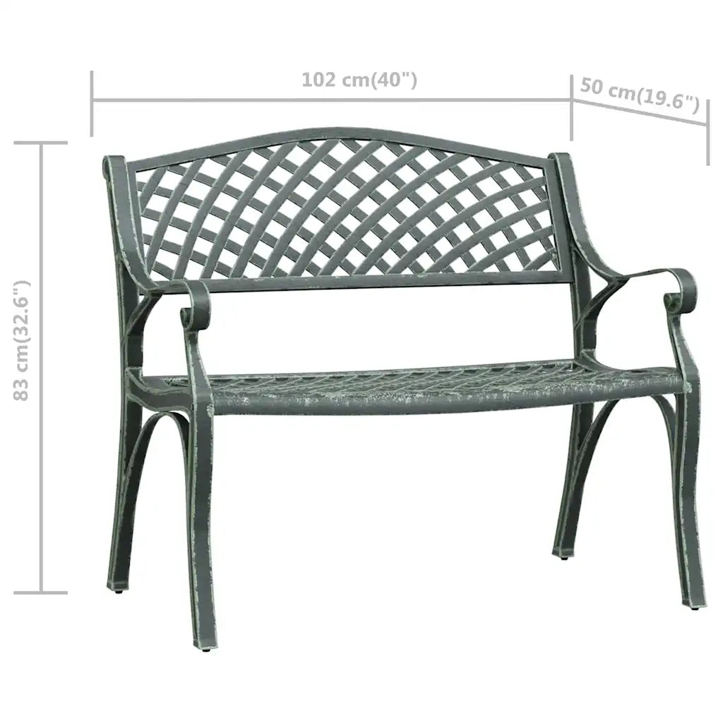 Panchina da Giardino | Panca da Giardino 102 cm in Alluminio Pressofuso Verde