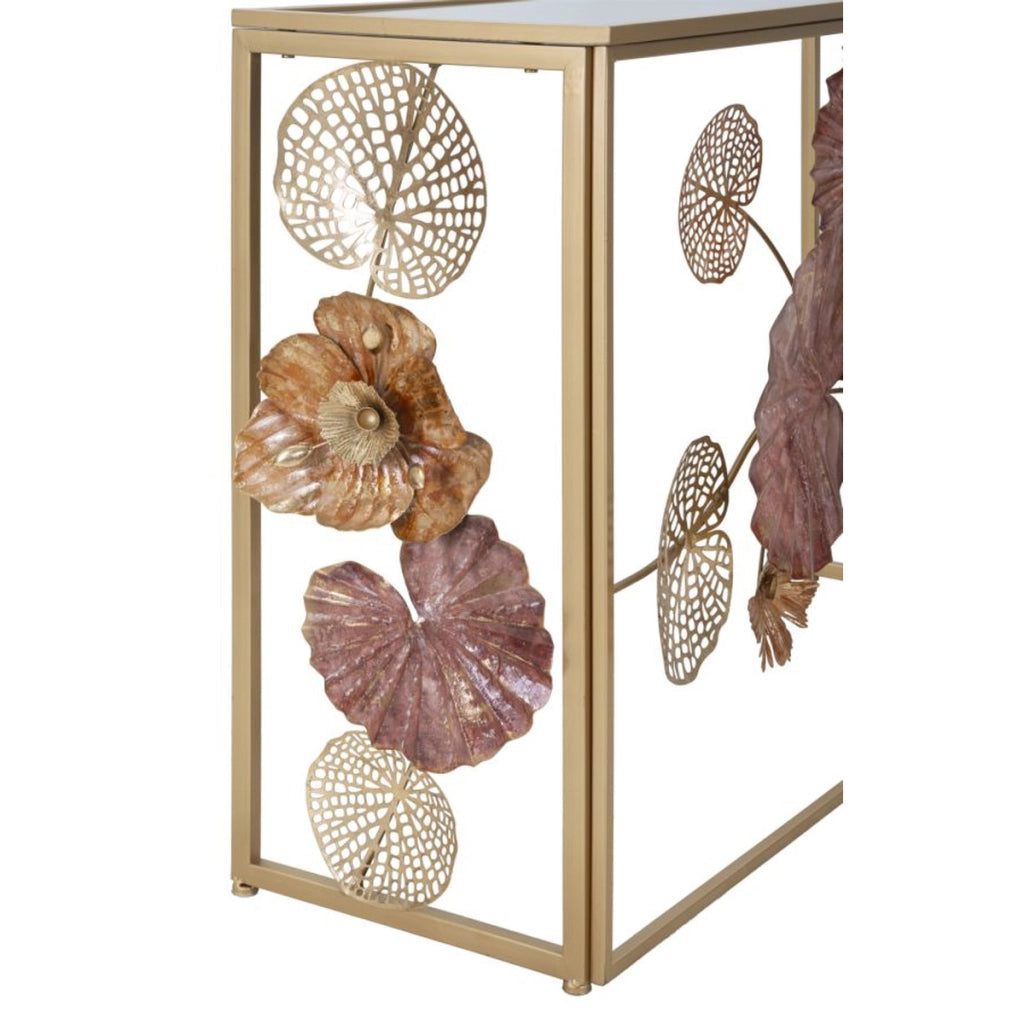 Tavolo Consolle Foglia 69, Multicolore, Metallo, 114x41,5x80 cm