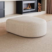 Pouf senza montaggio con linee eleganti e seduta confortevole per soggiorno e camera da letto in tessuto bianco