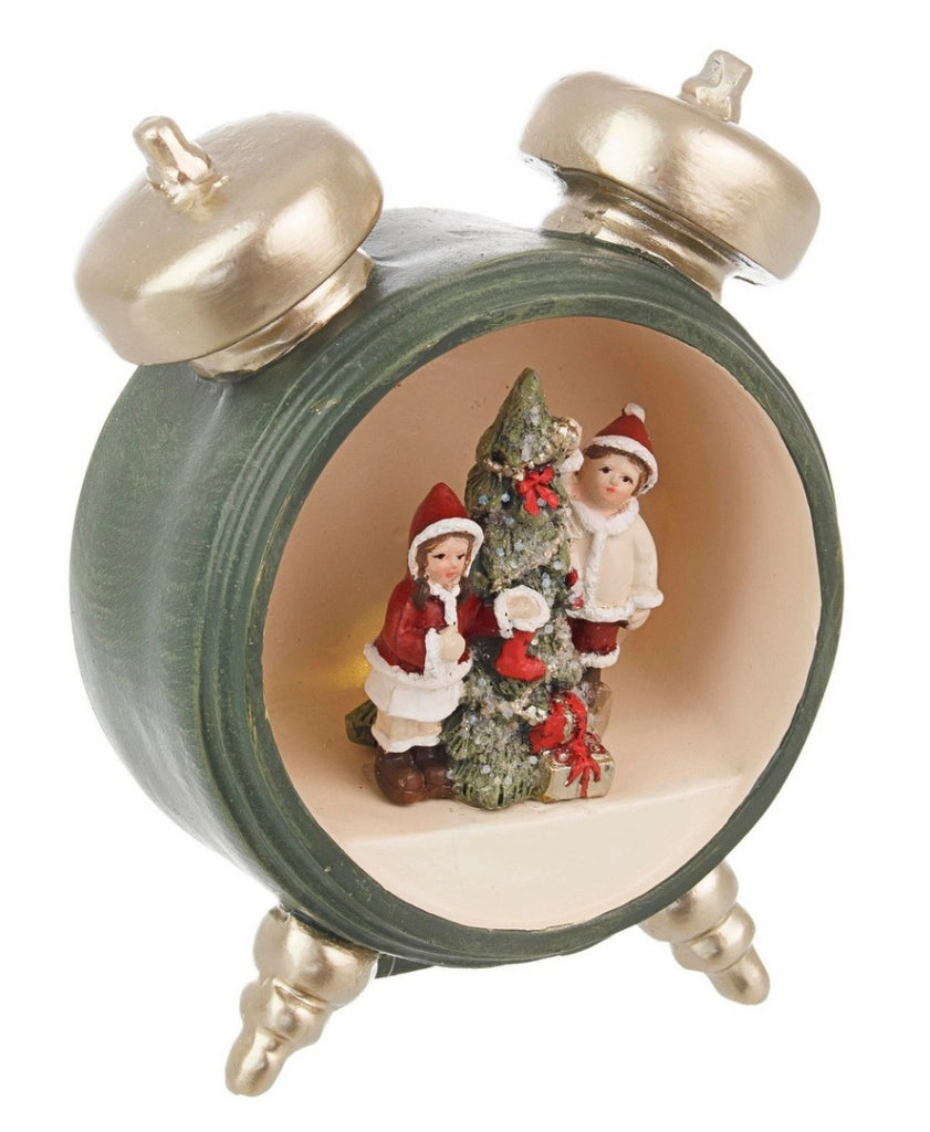 Decorazione Natalizia Luminosa forma di Sveglia Illuminata a Led Addobbi 13 cm
